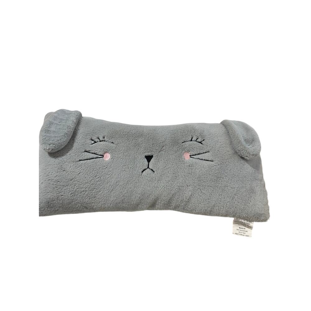 Grey soft adorable small body pillow with floppy wide set ears in grey like new